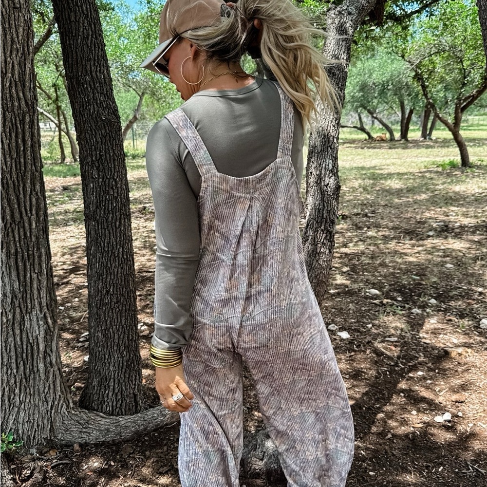 Camo Ribbed Adjustable Overalls - Picture 2 of 6